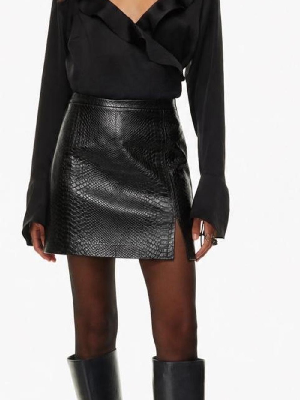 Black Faux- snake skin mini skirt
